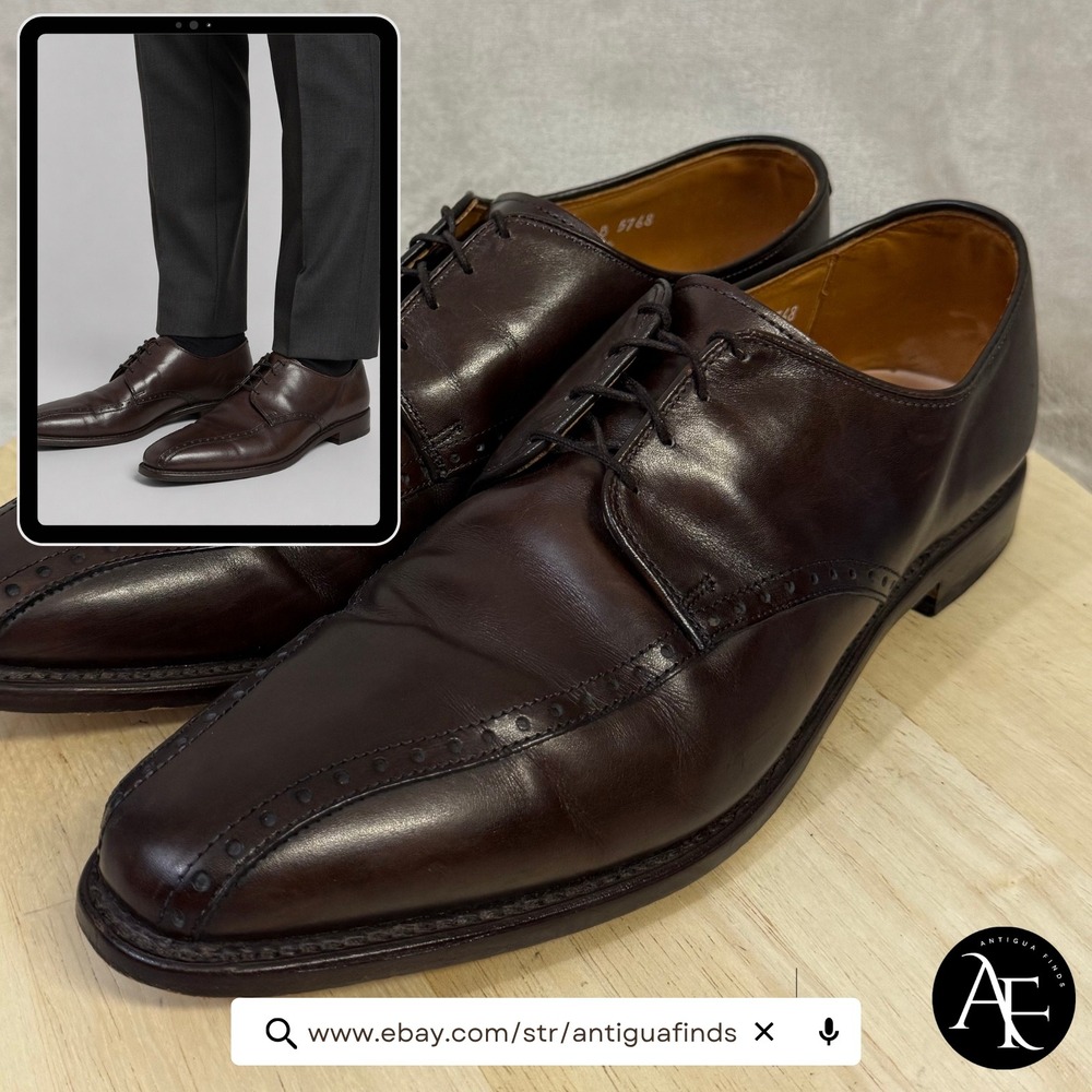 Allen Edmonds Wendell Mens 11.5 B Brown Leather Split Toe Derby Dress Shoes 5768